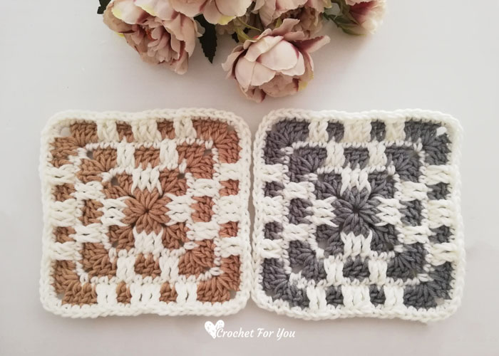 Crochet Checkerboard Granny Square Free Pattern