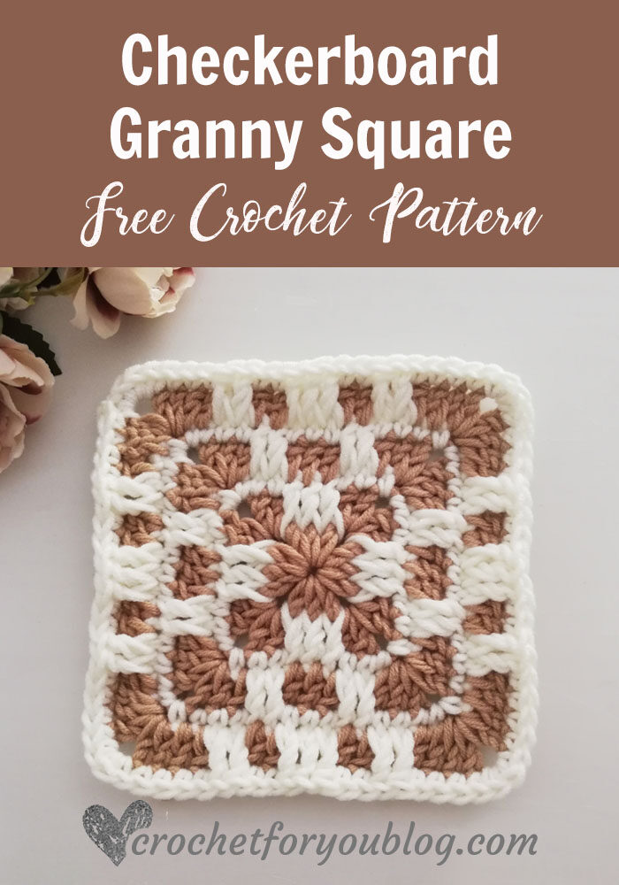 Crochet Checkerboard Granny Square Free Pattern