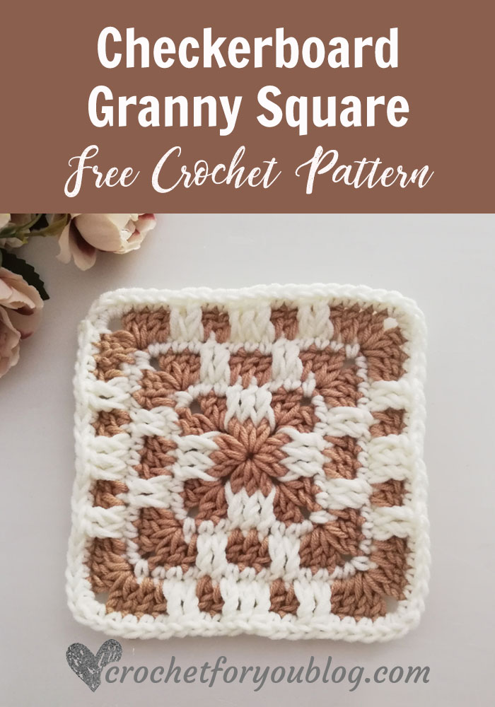 Crochet Checkerboard Granny Square Free Pattern