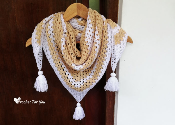 Crochet V Stitch Triangle Shawl Free Pattern 