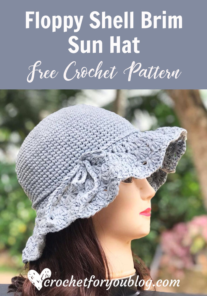 Floppy Shell Brim Sun Hat Free Crochet Pattern