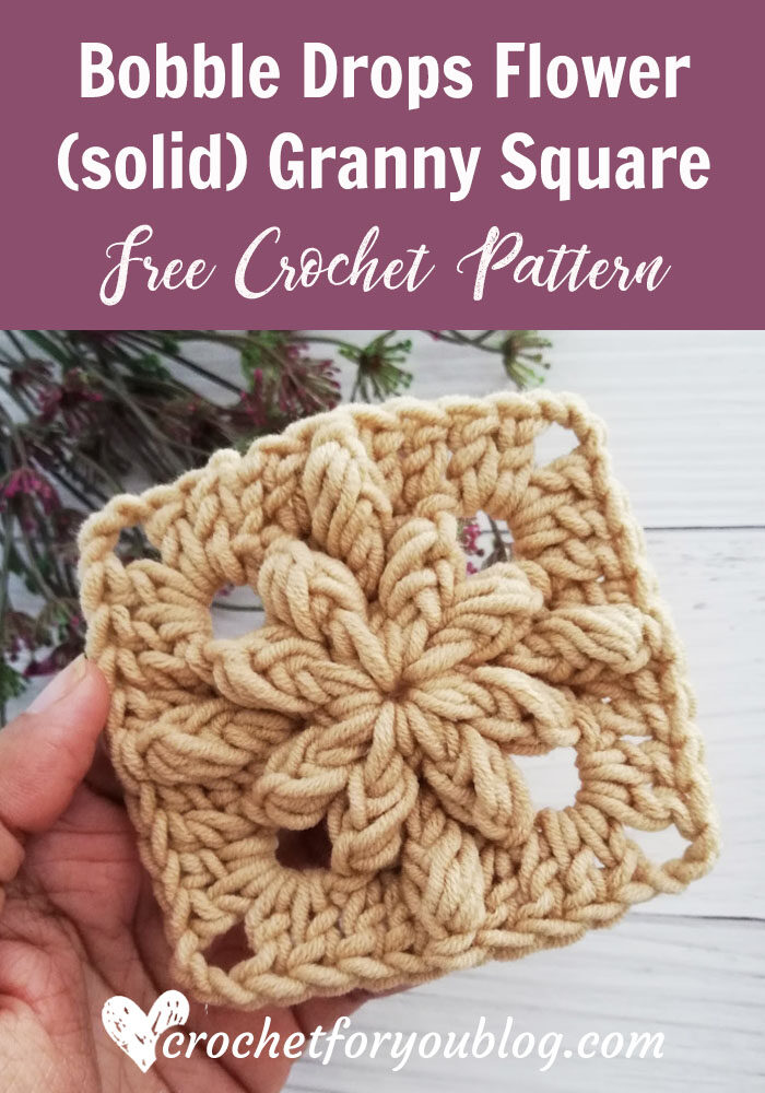 Bobble Drops Flower (solid) Granny Square Free Pattern