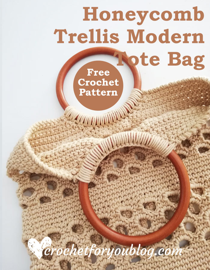 Crochet Honeycomb Trellis Modern Tote Bag