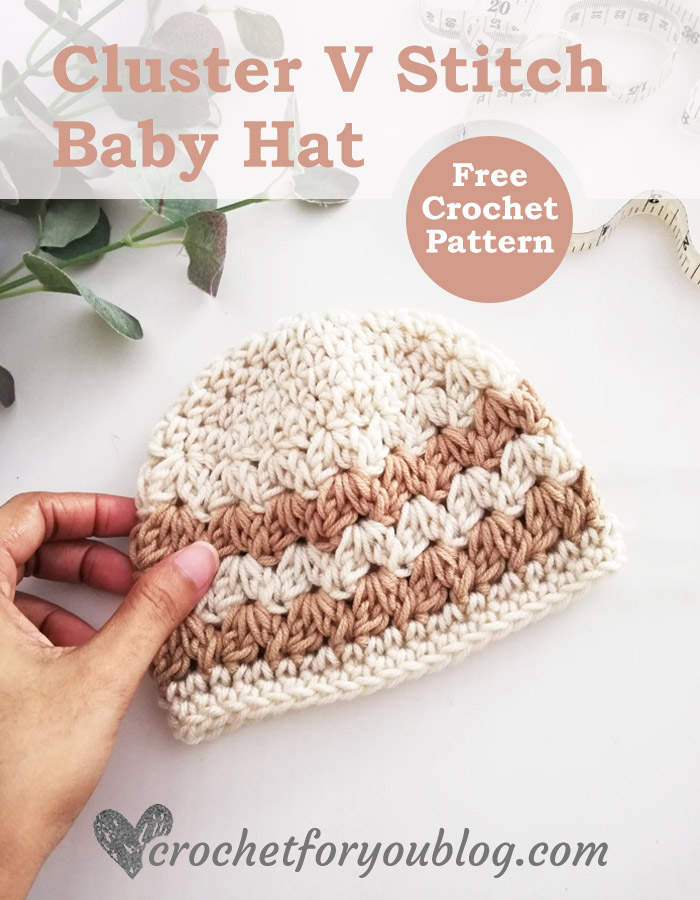 Cluster V Stitch Baby Hat Free Pattern