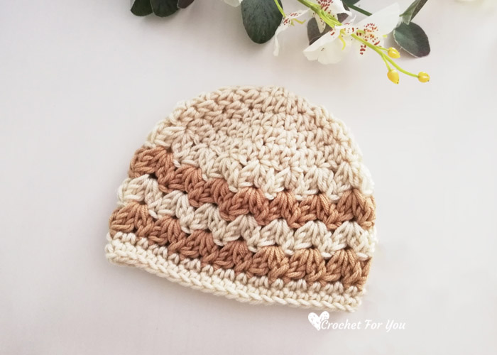 Cluster V Stitch Baby Hat Free Pattern