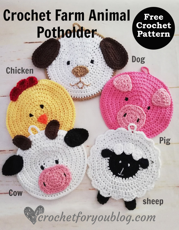 Crochet Farm Animal Potholders