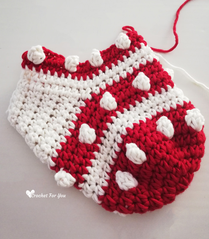 Crochet Bobbles & Stripes Christmas Stocking