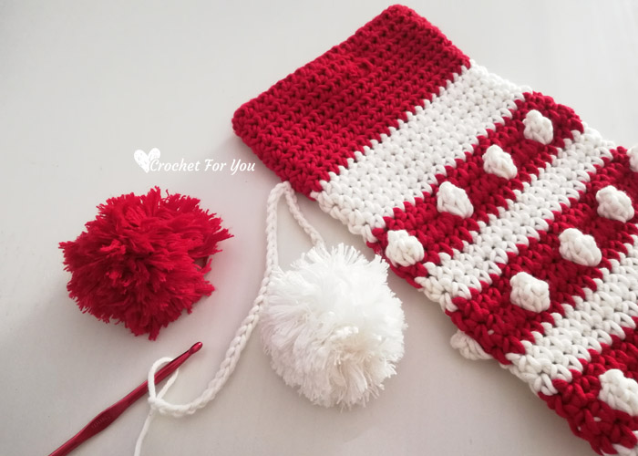 Crochet Bobbles & Stripes Christmas Stocking