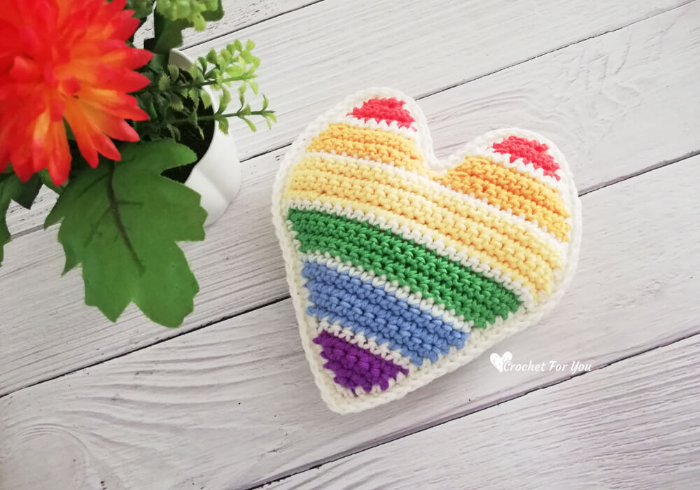 Crochet Rainbow Heart Free Pattern