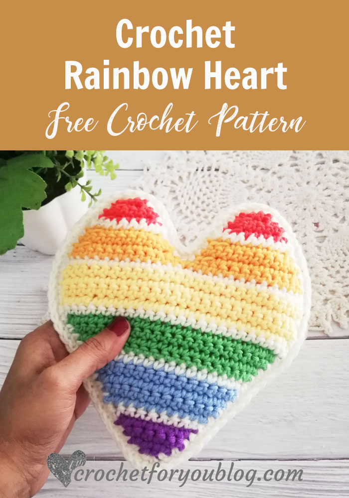 Crochet Rainbow Heart Free Pattern