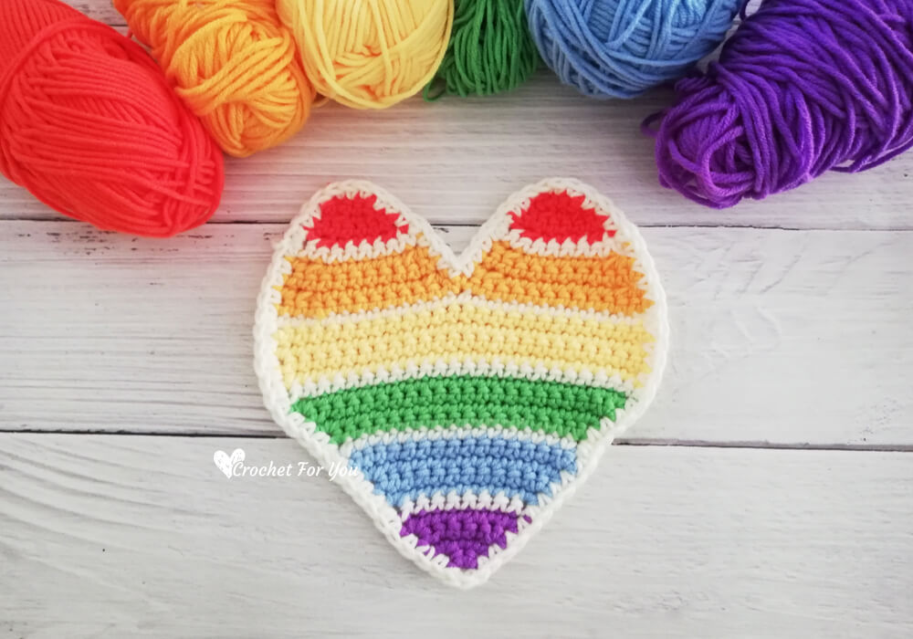 Crochet Rainbow Heart Free Pattern