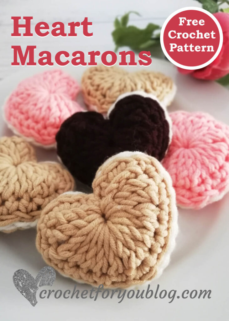 Crochet Heart Macarons
