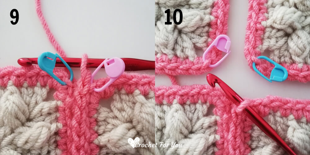 flat zipper method - crochet square joining