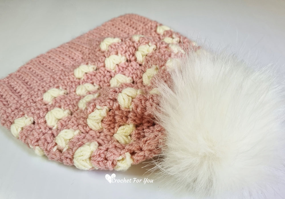 Crochet Puff Hearts Beanie Free Pattern