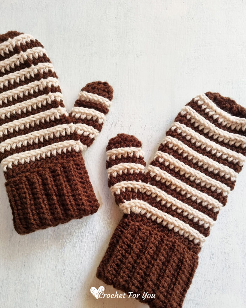 Crochet Striped Delight Mittens Free Pattern