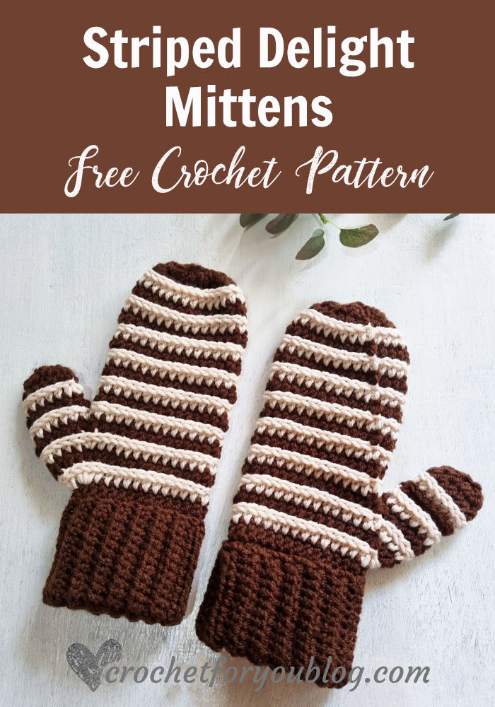 Crochet Striped Delight Mittens Free Pattern