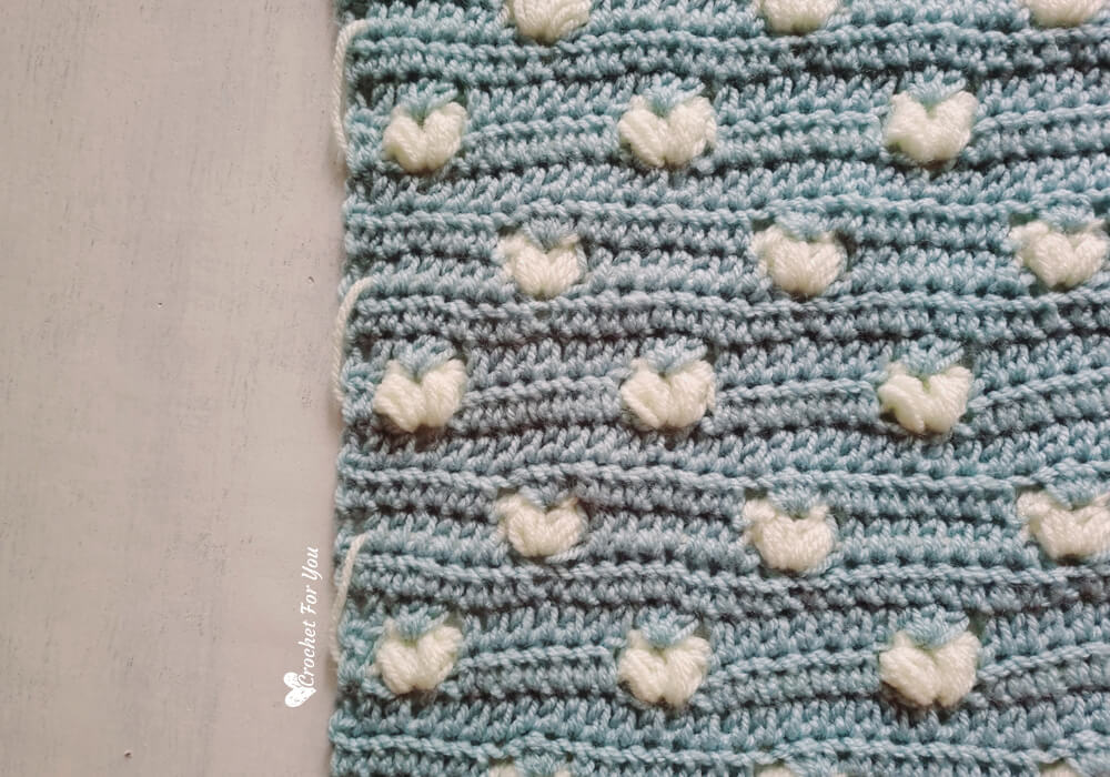 Crochet Puff Hearts Blanket