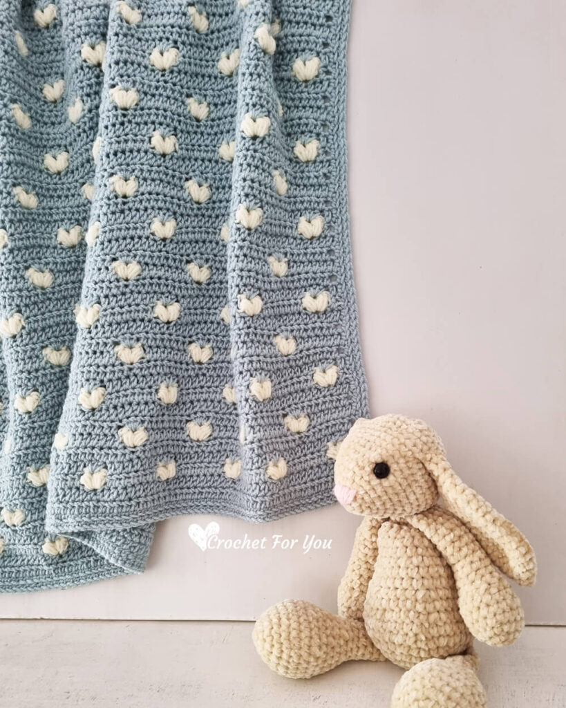 Crochet Puff Hearts Blanket