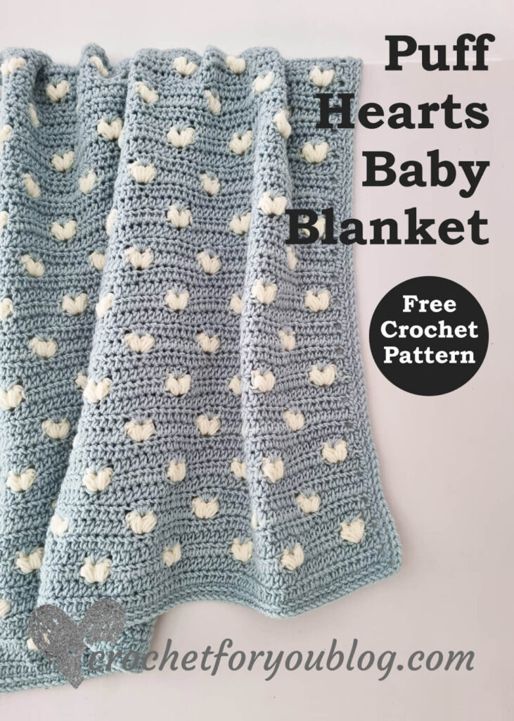 Crochet Puff Hearts Blanket