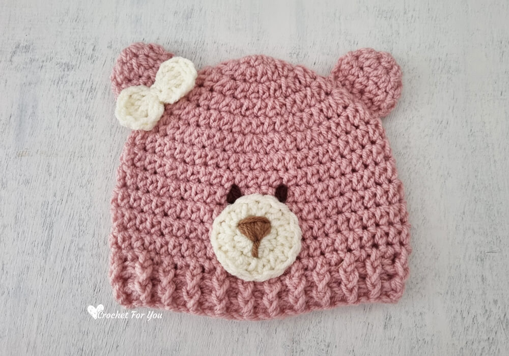 Baby Girl Bear Hat Free Pattern