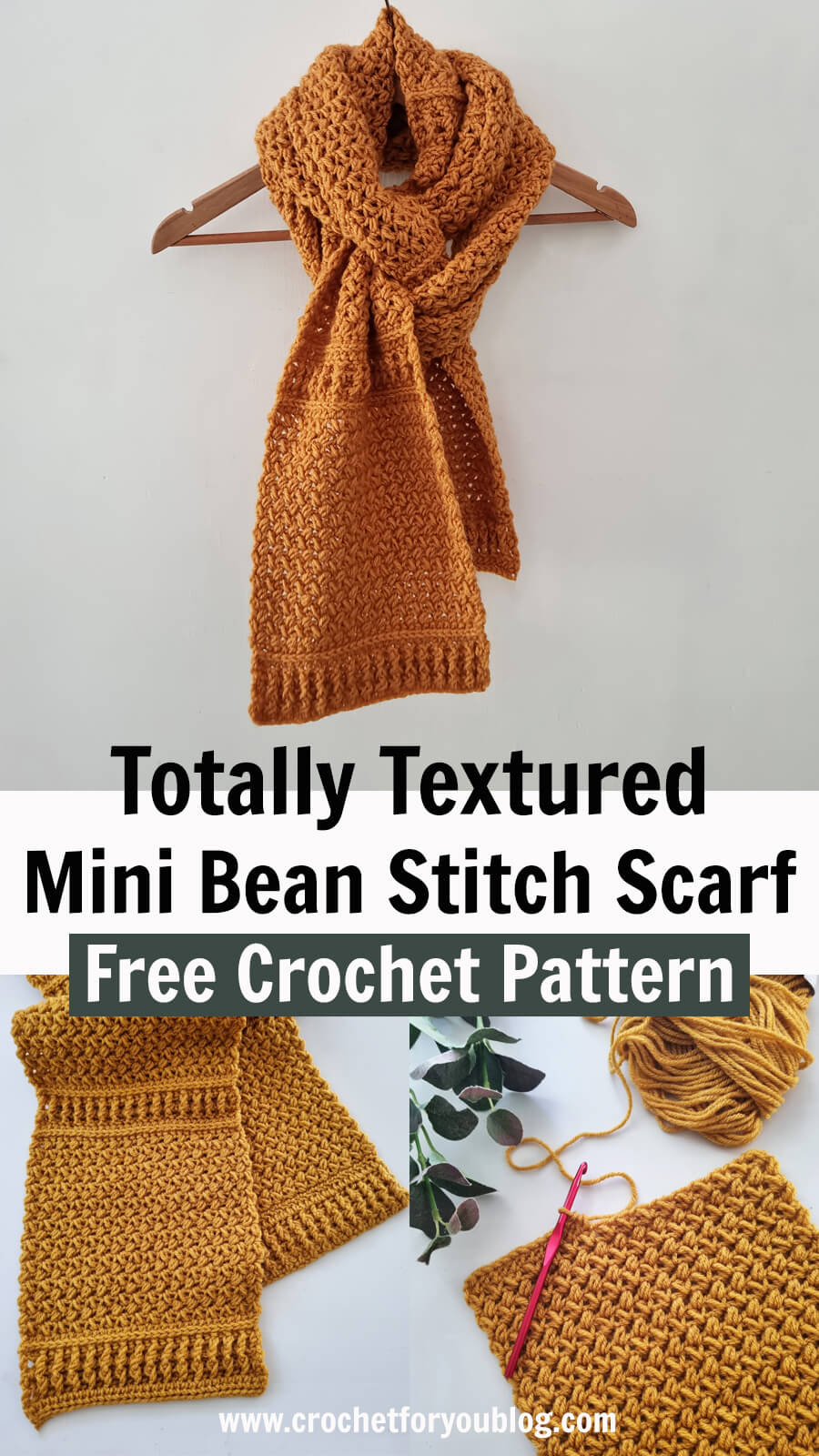 Crochet textured scarf free pattern
