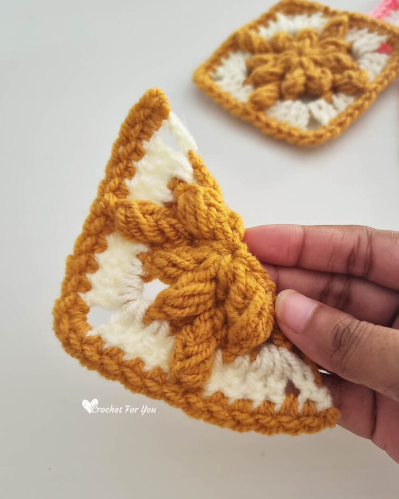 How to Crochet Half Bobble Drops Granny Square