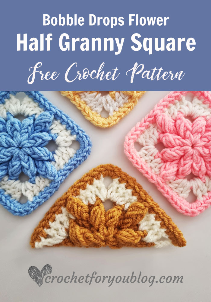 How to Crochet Half Bobble Drops Granny Square