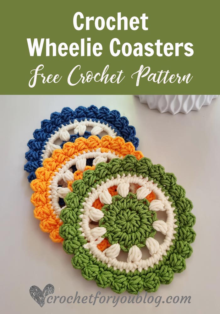 Free pattern colorful crochet coasters