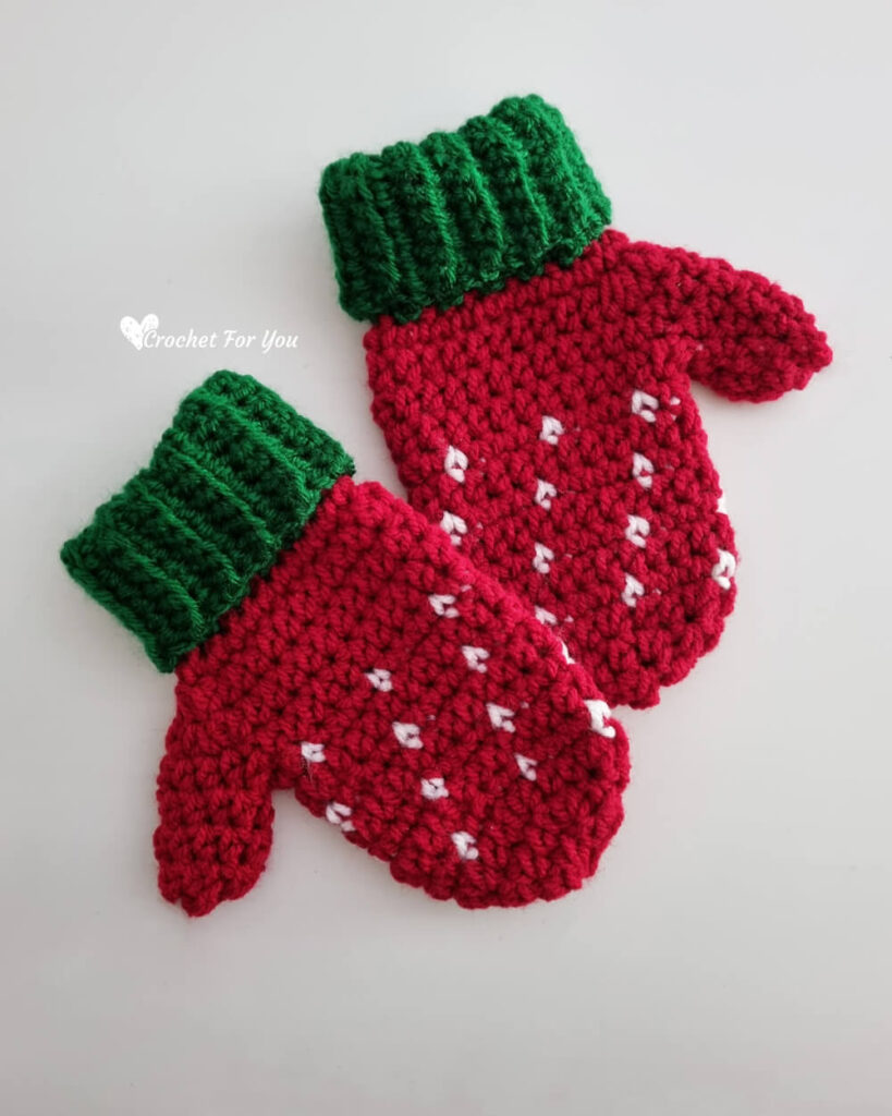 Strawberry Crochet Child Mittens