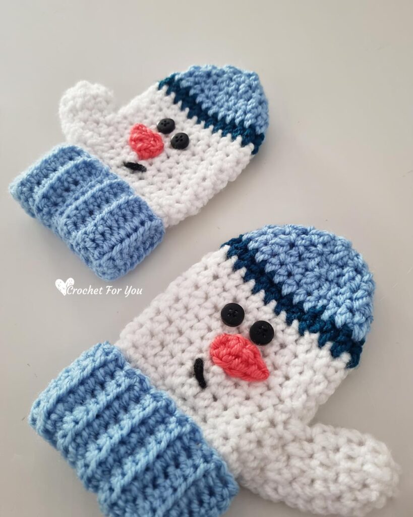 crochet snowman mittens - child
