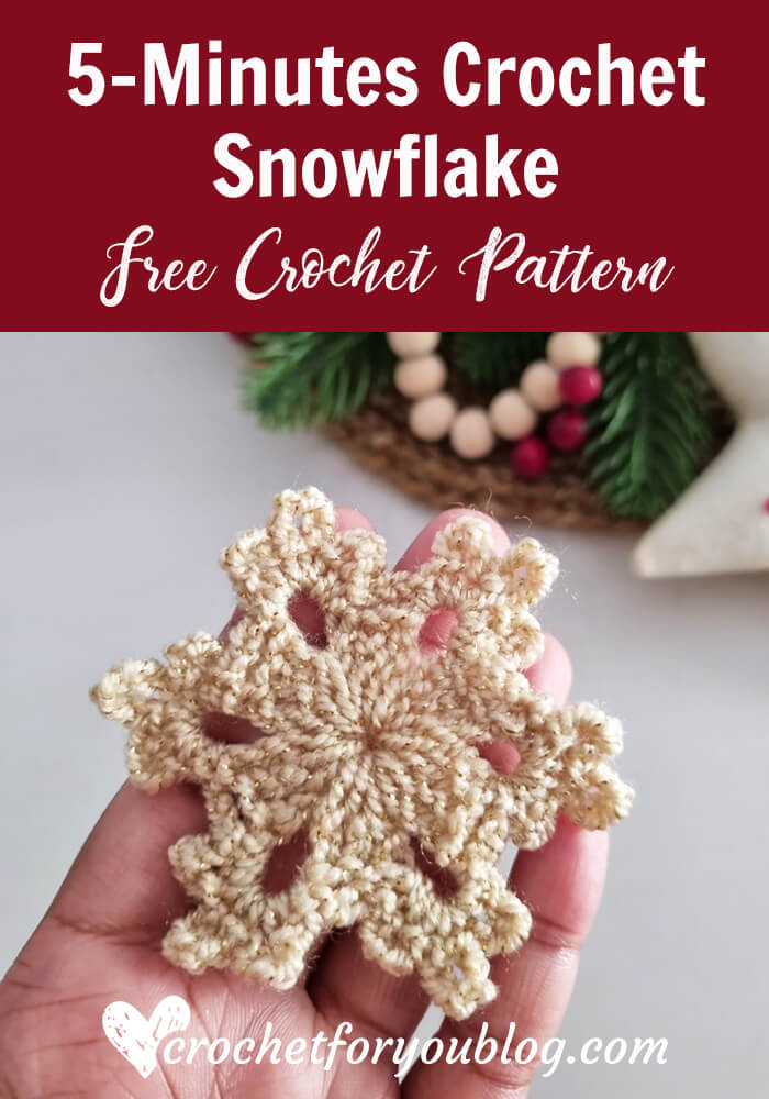 5-Minute Crochet Snowflake Free Pattern - Crochet For You