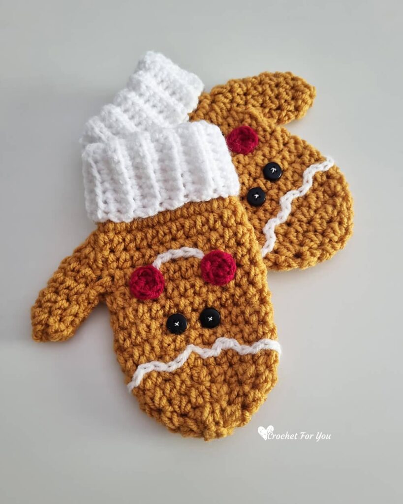 Gingerbread Man Crochet Mittens