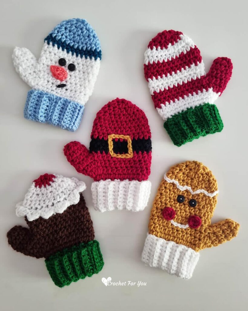 crochet holiday mittens free pattern