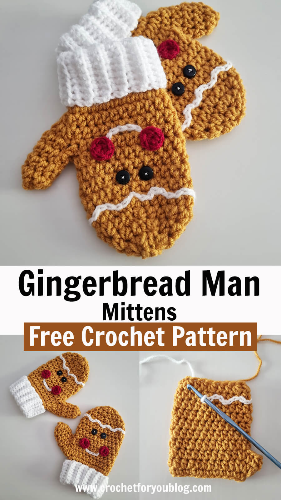 Gingerbread Man Crochet Mittens
