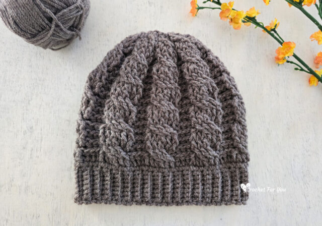 Crossed Cables Crochet Beanie Free Pattern - Crochet For You