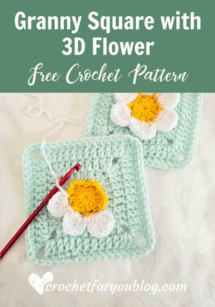 crochet 3D flower square